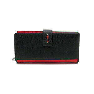 Christian Louboutin PALOMA WALLET Round Long Leather Black Red